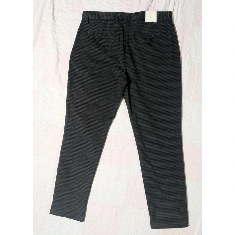 Banana Republic Grayson Slim Tapered Ankle Travel Pants 32x28 Gray Gingham NWT